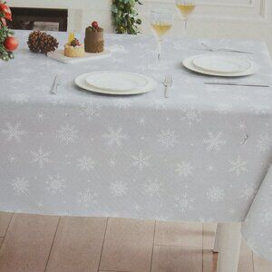 NEW Merry Moments Christmas Holiday Vinyl Oblong Tablecloth 52" x 70"